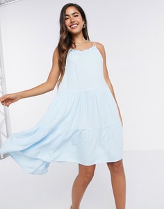 Голубое фактурное платье мини Y.A.S-Синий