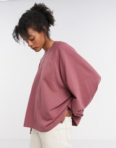 Бордовый свободный свитшот с широкими рукавами ASOS DESIGN-Красный