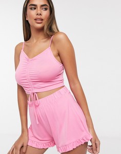 Розовая пижама с шортами ASOS DESIGN-Розовый