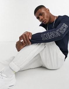 Темно-синий лонгслив с принтом на рукаве Jack & Jones Originals