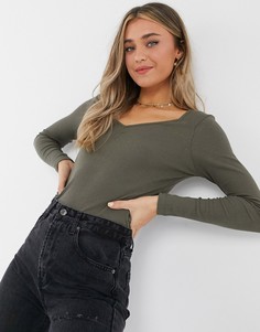 Лонгслив в рубчик Brave Soul-Зеленый