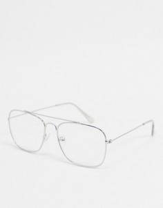 Очки с прозрачными стеклами ASOS DESIGN-Серебряный