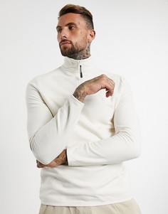 Светлый флисовый свитшот с молнией ASOS DESIGN-Белый