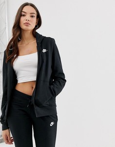 Худи черного цвета на молнии Nike Club-Черный
