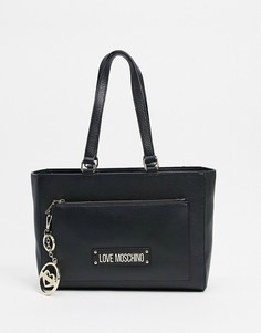 Черная сумка-тоут с цепочкой для ключей Love Moschino-Черный