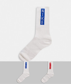 2 пары белых носков с логотипом Nike-Белый