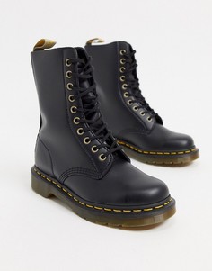 Черные ботинки из искусственной кожи с 10 парами люверсов Dr Martens-Черный