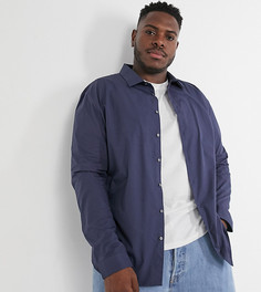 Темно-синяя строгая рубашка с длинными рукавами River Island Big & Tall-Темно-синий