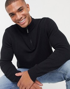 Джемпер из 100% хлопка с высоким воротником и короткой молнией Brave Soul-Черный