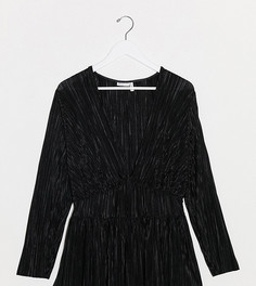 Черный плиссированный топ с запахом ASOS DESIGN Curve
