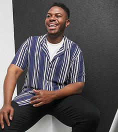 Рубашка классического кроя в синюю и белую полоску с отложным воротником ASOS DESIGN Plus-Темно-синий