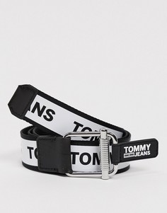 Черный ремень с логотипом Tommy Jeans-Белый