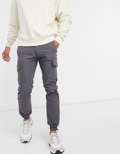 Черные узкие брюки карго из ткани рипстоп ASOS DESIGN-Черный