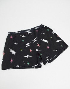 Трикотажные шорты-боксеры с принтом молнии ASOS DESIGN-Черный