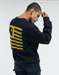 Темно-синий свитшот с принтом на спине Carhartt WIP