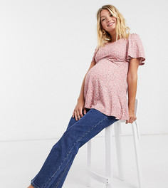 Розовый топ с цветочным принтом и завязкой New Look Maternity