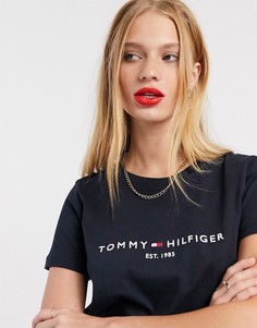 Темно-синяя футболка с логотипом Tommy Hilfiger-Темно-синий