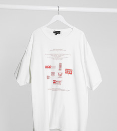 Футболка в стиле oversized с принтом на спине New Girl Order Curve-Белый