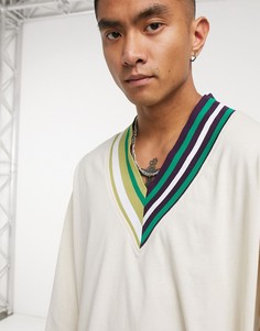 Светло-коричневая футболка в стиле oversized с рукавами 3/4 ASOS DESIGN-Бежевый