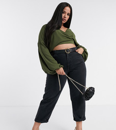 Оливковый фактурный топ с рукавами "летучая мышь" ASOS DESIGN Curve-Зеленый
