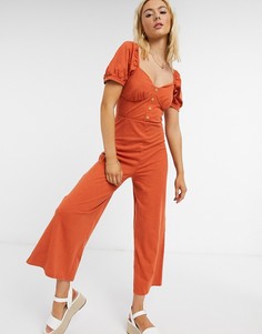 Оранжевый комбинезон-кюлоты с чашечками и пуговицами ASOS DESIGN