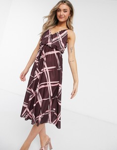 Платье миди на бретелях с принтом ASOS DESIGN-Мульти