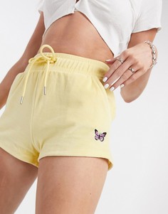 Желтые шорты для бега с бабочками Bershka-Желтый