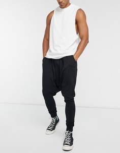 Легкие черные джоггеры заниженного кроя ASOS DESIGN-Черный