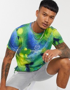 Зеленая футболка с принтом Bershka-Зеленый