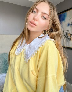 Свитшот лимонного цвета в стиле oversized с оборкой на вороте Vintage Supply-Желтый