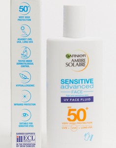 Солнцезащитный крем 40 мл Ambre Solaire - Ultra-Light Sensitive Face Fluid SPF50+-Бесцветный Garnier