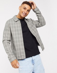 Серо-черная куртка Харрингтон на молнии ASOS DESIGN-Черный
