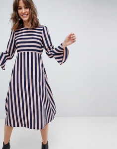 Платье миди в полоску ASOS-Мульти