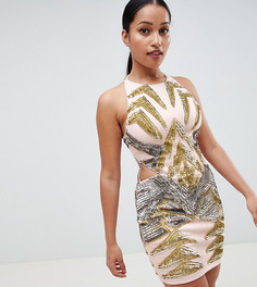Платье мини с вырезами и отделкой ASOS DESIGN Petite-Розовый