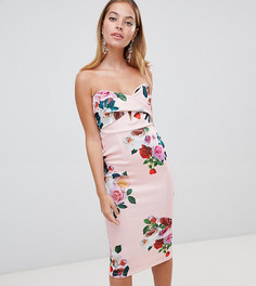 Облегающее платье миди с цветочным принтом ASOS DESIGN Petite-Мульти