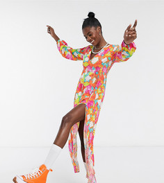 Платье макси с неоновым принтом тай-дай ASOS MADE IN KENYA-Оранжевый