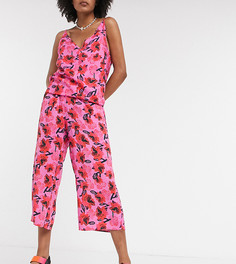 Широкие брюки с цветочным принтом от комплекта ASOS MADE IN KENYA-Розовый
