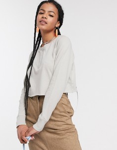 Светло-бежевый топ с длинными рукавами и кнопками спереди ASOS DESIGN