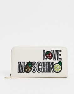 Кошелек цвета слоновой кости с логотипом Love Moschino-Кремовый