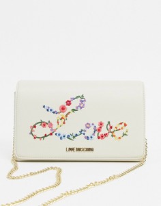 Белая сумка через плечо с цветочной отделкой и логотипом Love Moschino-Белый