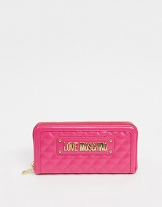 Стеганый кошелек цвета фуксии Love Moschino-Розовый