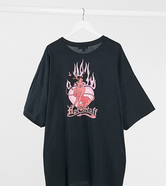 Футболка в стиле oversized с принтом New Girl Order Curve-Черный