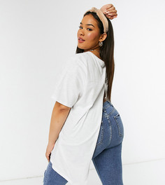 Белая фактурная футболка с запахом на спине ASOS DESIGN Curve-Белый