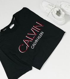 Черная футболка с логотипом Calvin Klein Big and Tall-Черный