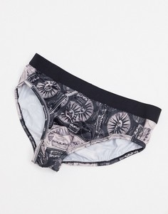 Черно-белые трусы с мозаичным принтом ASOS DESIGN-Черный
