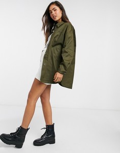 Хлопковая куртка рубашечного кроя в стиле oversized цвета хаки ASOS DESIGN-Зеленый