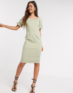 Платье-футляр миди цвета хаки Closet London-Белый