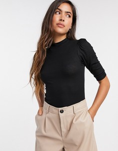 Черная футболка с пышными рукавами Vero Moda-Черный