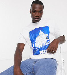 Свободная футболка с принтом и отворотами на рукавах ASOS DESIGN Tall-Белый