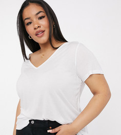 Белая свободная футболка с V-образным вырезом ASOS DESIGN Curve-Белый